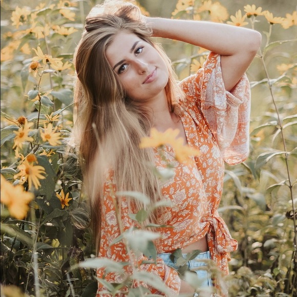 Orange and white American Eagle top - Picture 3 of 5